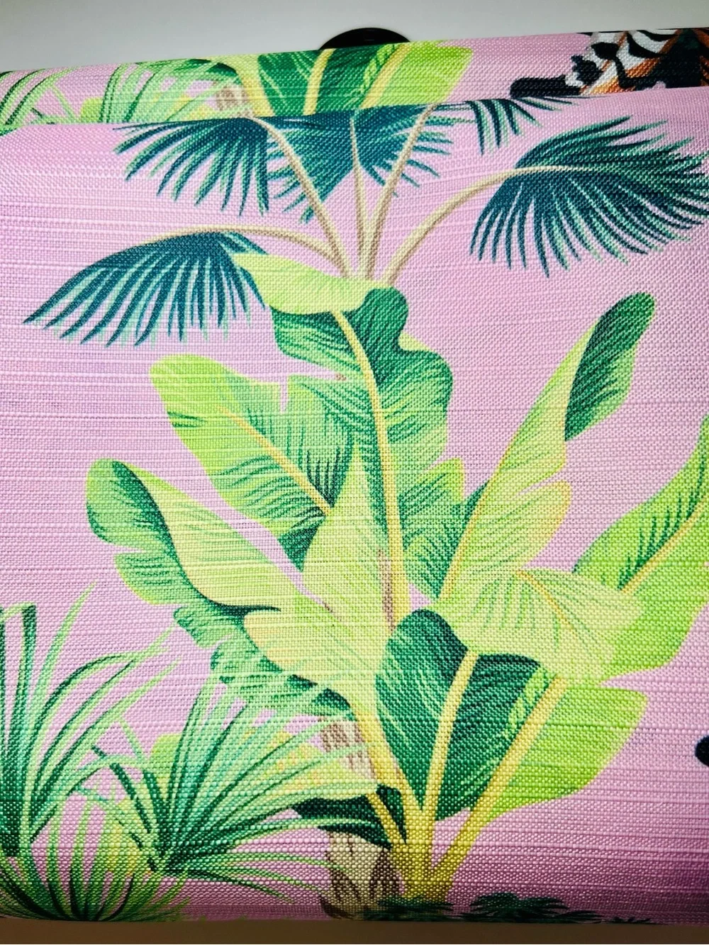 Tigers & Tropical Leaves Fabric Shower Curtain Tiger’s Life Pink & Green